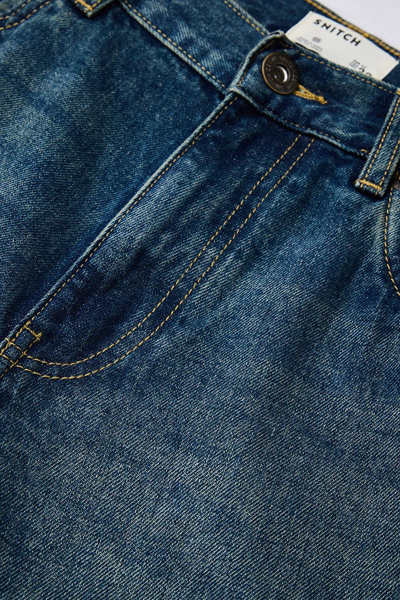 SNITCH Blue Washed Balloon Fit Jeans for Men | Best Price UAE
